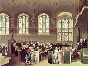 リンカーンのインフィールズ、1808年のアッカーマンの「ロンドンの小宇宙」からの偶然の法廷 作： Pugin and Rowlandson